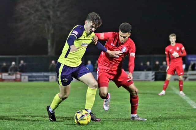 Full-back Harry Kavanagh teed up Harvey Rew for Gosport's opener. Picture: Tom Phillips