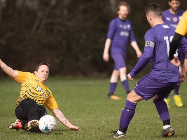 Action from AFC Tamworth's 7-2 victory over Gosham Rangers in Division Two of the City of Portsmouth Sunday League. Picture: Keith Woodland (120321-67)