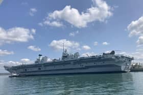 HMS Queen Elizabeth alongside Portsmouth on the morning of June 22. Jake Corben - JC Maritime Photos. GV