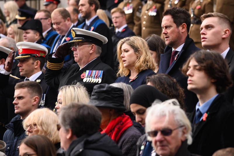 Pictured is: Penny Mourdant MP and Stephen Morgan MP during the national anthem

Picture: Keith Woodland (121121-136)