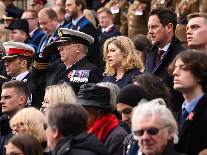 Pictured is: Penny Mourdant MP and Stephen Morgan MP during the national anthem
Picture: Keith Woodland (121121-136)