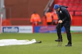 Work has been carried out on Accrington's Wham Stadium pitch work week.  Picture: Ian Horrocks/Sunderland AFC via Getty Images