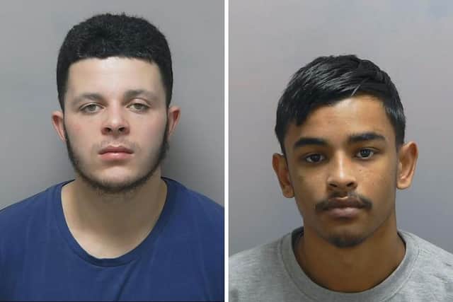 Blayne-Jaydon Shanahan, 21, of Grove Road North, and Saqif Chowdhury, 19, of Stafford Road, Staffordshire, have been sentenced to 15 years in prison combined following two 'terrifying' burglaries in Drayton and Southsea. Picture: Hampshire and Isle of Wight Constabulary.