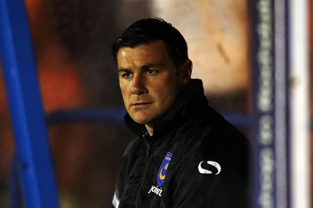 Richie Barker in his final Pompey match in charge.  Picture: Joe Pepler