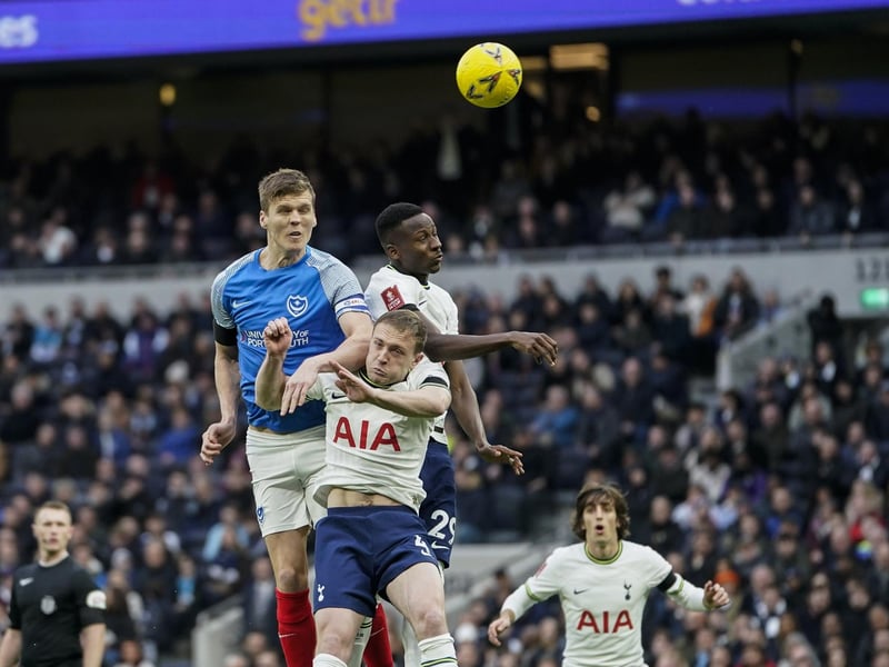 Sean Raggett heads clear against Spurs. Picture: Jason Brown/ProSportsImages