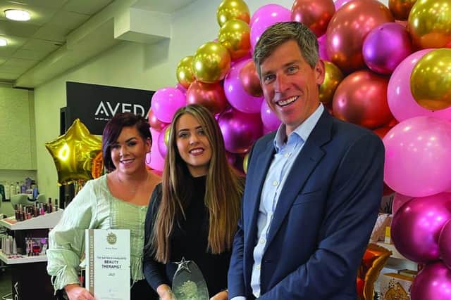 Katie Cox, owner of Pixies Hair Salon; Aimee Yates, the Nations Favourite Beauty Therapist and Gareth Penn, Managing Director of Good Salon Guide.