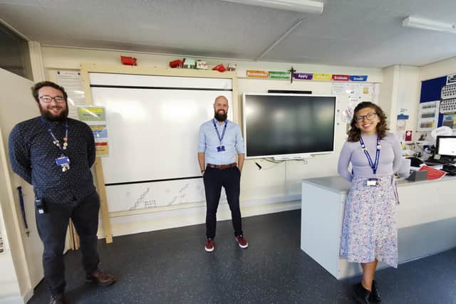 St Edmund's staff said they 'feel like teachers again' after the launch of the live online lessons. (left to right) head of computer science, Robert Huhges, head of maths, Sam Fairey, and science teacher, Louise Hooker.
