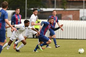 Josh Hazell in action for US Portsmouth during last season's FA Vase semi-final against Binfield.


Picture: Keith Woodland