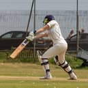 A  Railway Triangle batter is clean bowled. Picture: Mike Cooter
