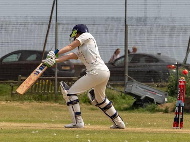 A  Railway Triangle batter is clean bowled. Picture: Mike Cooter