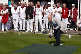 Town Mayor Mike Ford officially opens the new summer season at Fareham Bowls Club. Picture by Clive Jackson