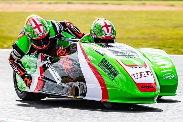 Ricky Stevens and Jonny Allum claimed two more third place finishes in the third round of the RKB-F1 Molson Group British Sidecar Championship at Knockhill in Scotland. Pic: Barry Clay