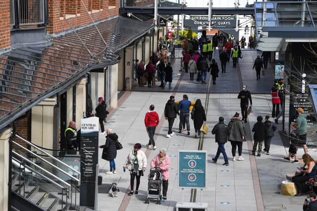 Shoppers return to Gunwharf Quays on April 12, 2021. Picture: Finnbarr Webster/Getty Images