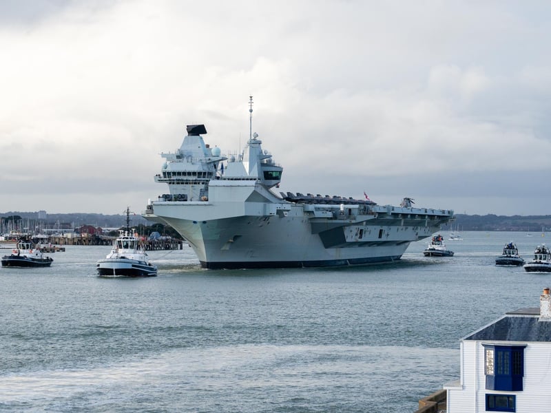 HMS Queen Elizabeth leave Portsmouth on 3rd of November. Photo by Matt Clark
