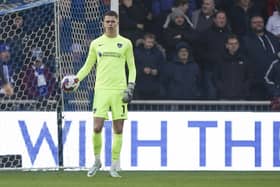 Pompey goalkeeper Josh Griffiths during the match against Wycombe Wanderers on Sunday. This evening he will be at The News carol service. Picture: Jason Brown/ProSportsImages