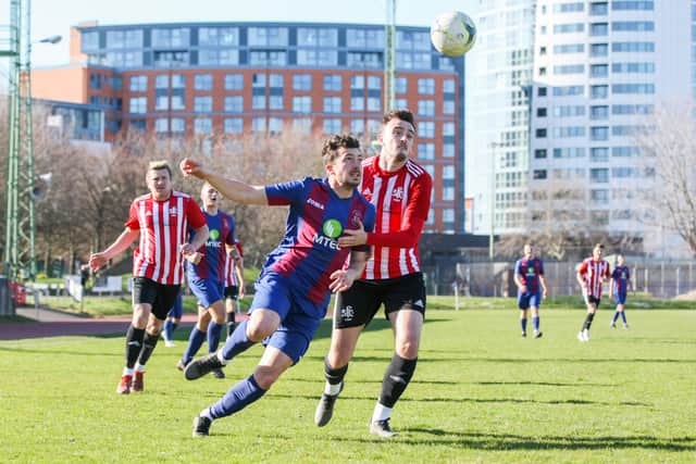 Action from US Portsmouth's home Wessex League loss to high-flying Shaftesbury. Picture by Nathan Lipsham.