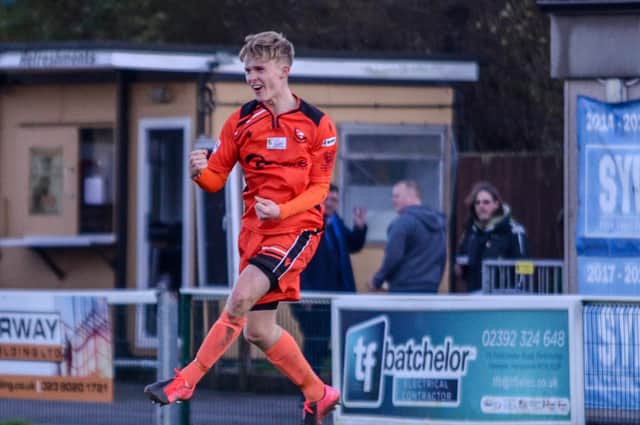 Teenager Harvey Aston continues to impress in the AFC Portchester first-team spotlight. Picture: Daniel Haswell