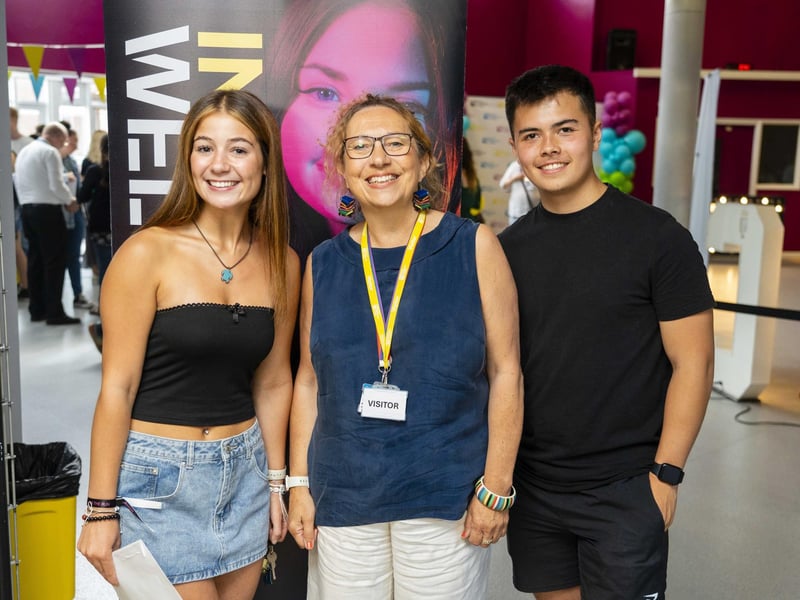 Portsmouth City Council cabinet member for children family & education celebrated with students at City of Portsmouth College results day 2024.