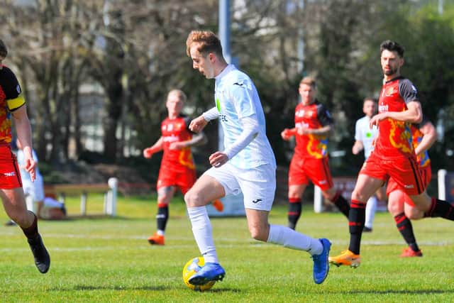 James Franklyn runs at the Tavistock defence. Picture: Martyn White.
