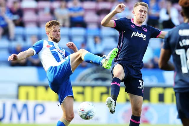 Michael Jacobs in action against Pompey for Wigan in 2017