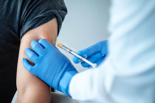 Photo of a patient being given a dose of a coronavirus vaccine produced by BioNTech. Elderly people in care homes and their carers are top of the list to receive a Covid-19 vaccine after the UK became the first country in the world to approve a jab from Pfizer and BioNTech. Picture: BioNTech SE 2020/PA Wire
NOTE TO EDITORS: This handout photo may only be used in for editorial reporting purposes for the contemporaneous illustration of events, things or the people in the image or facts mentioned in the caption. Reuse of the picture may require further permission from the copyright holder.