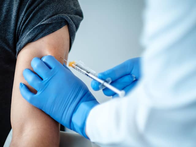 Photo of a patient being given a dose of a coronavirus vaccine produced by BioNTech.  Elderly people in care homes and their carers are top of the list to receive a Covid-19 vaccine after the UK became the first country in the world to approve a jab from Pfizer and BioNTech. Picture: BioNTech SE 2020/PA Wire

NOTE TO EDITORS: This handout photo may only be used in for editorial reporting purposes for the contemporaneous illustration of events, things or the people in the image or facts mentioned in the caption. Reuse of the picture may require further permission from the copyright holder.