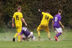 Splashing about - Co-op Dragons (yellow) v AFC Hilsea. Picture by Kevin Shipp