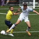 Paul Rooney in action during Hawks' Bank Holiday Monday win against Farnborough. Picture by Dave Haines