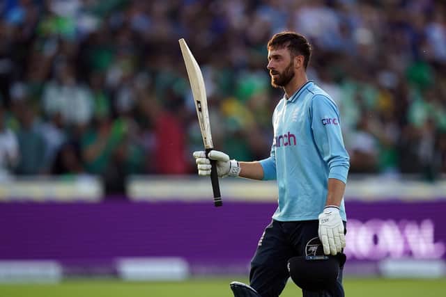 James Vince acknowledges the crowd as he leaves the pitch after hitting his maiden senior England international hundred during the third ODI against Pakistan at Edgbaston. Pic: Martin Rickett/PA Wire.