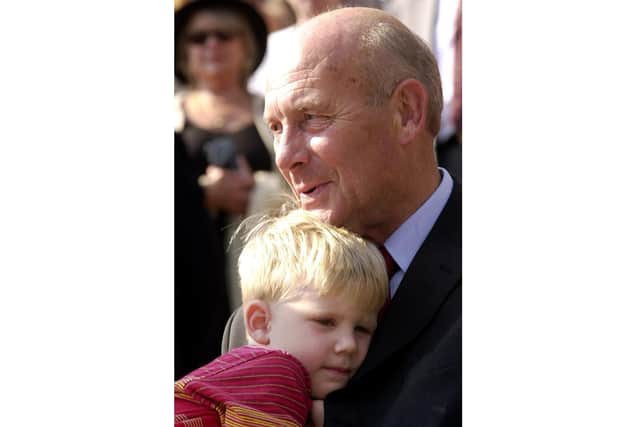 Brian Kidd with his three-year-old grandson David in Guildhall Square after being presented with the freedom of the city. Picture: Matt Scott-Joynt (034722-36)