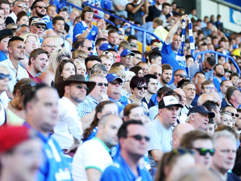 The Fratton End watches on for Bournemouth's visit to Fratton Park in 2016.