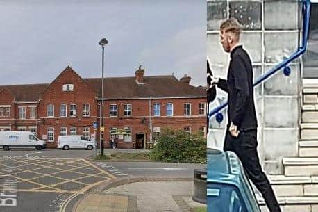 Basingstoke railway station from Google Maps and right, Mason Preston of Purbrook Way, outside Portsmouth Magistrates' Court on Febraury 28, 2022