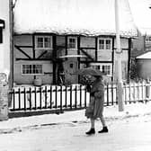 Alverstoke Village, thatched cottage, Gosport, January 1982.