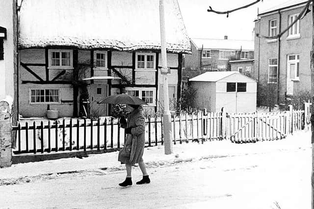 Alverstoke Village, thatched cottage, Gosport, January 1982.