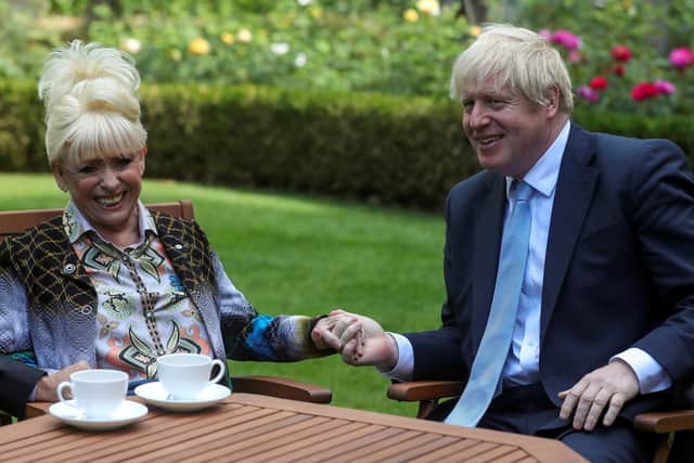 Dame Barbara Windsor meeting Prime Minister Boris Johnson in September 2019 after she delivered an Alzheimer's Society open letter to 10 Downing Street in Westminster