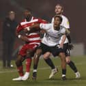 Pompey boss Kenny Jackett opted for a back three for the 2-1 defeat at Doncaster, with Haji Mnoga (pictured) and Charlie Daniels as wing-backs. Picture: Daniel Chesterton/phcimages.com