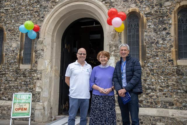 Malcolm Little, chair of City of Sanctuary, Annie McCabe, vicar of St Lukes and trustee, David Handley. Picture: Alex Shute