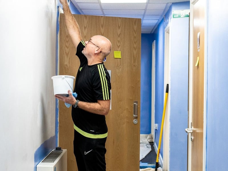 Staff from Harwin and Knights Brown get to work to start the transformation