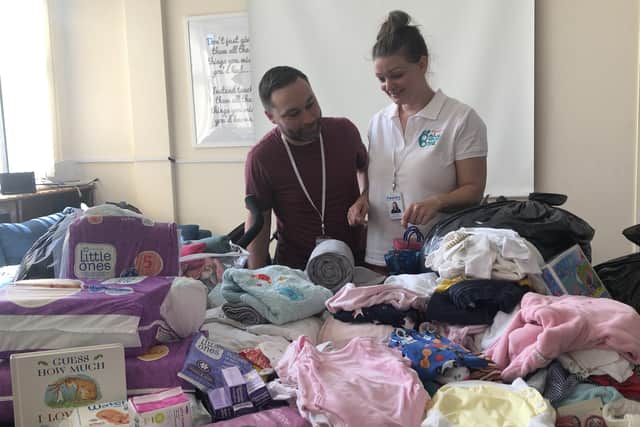 Matt Foster, chief executive of The Parenting Network in Portsmouth with Rachel Hance, Portsmouth Baby Bank coordinator