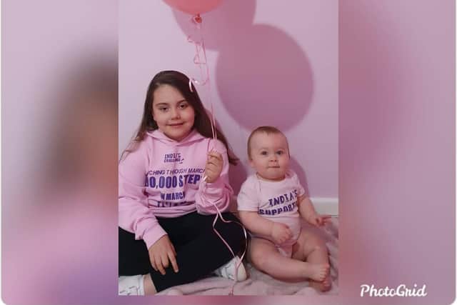 India-Rose with her little sister, nine-month-old Sofia-Mae