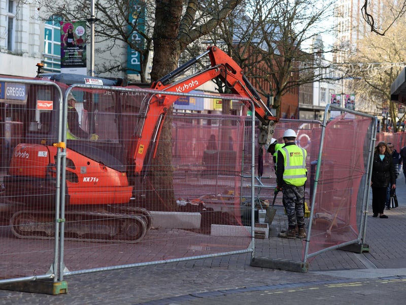 Improvement works going on in Commercial Road (the end outside Subway) and at the end of Charlotte Street in Portsmouth, Hampshire.
Monday 12th February 2024.
Picture: Sam Stephenson.