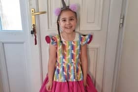 There's a story behind six-year-old Annabel's fabulous back-to-school outfit. Her mum, Suzanne, said: 'My daughter's school was doing a 'wear what makes you happy' day today. According to Annabel none of her clothes made her happy. At 3pm yesterday she requested I made something... Managed to whip something up that she approved of!'