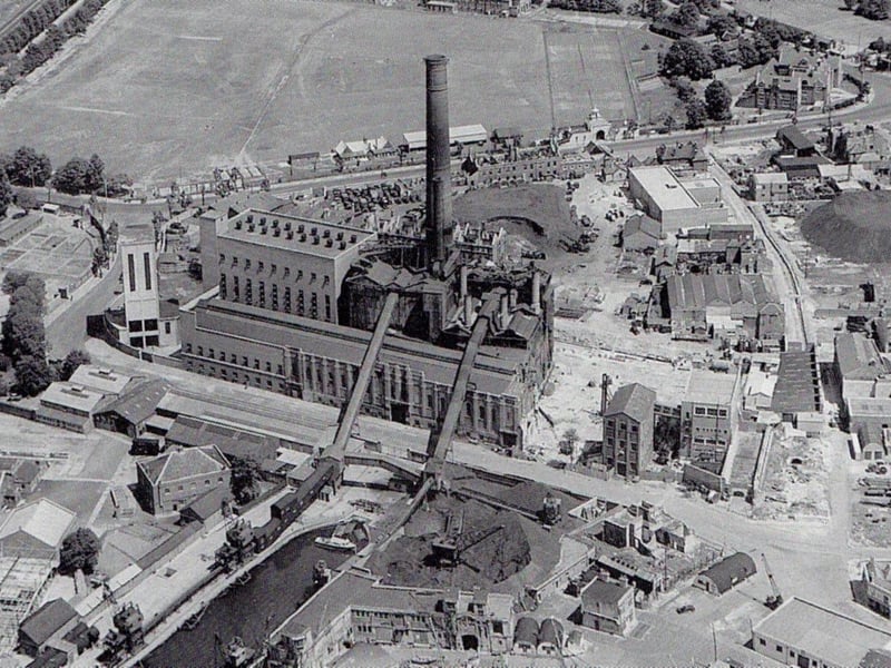 No! Not being demolished. A new extension to Portsmouth power station, Old Portsmouth, under construction, 1949.Picture: Simmons Aerofilms/Mike Nolan Collection