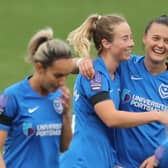 Ava Rowbotham, left, grabbed her first Pompey goal. Picture by Dave Haines