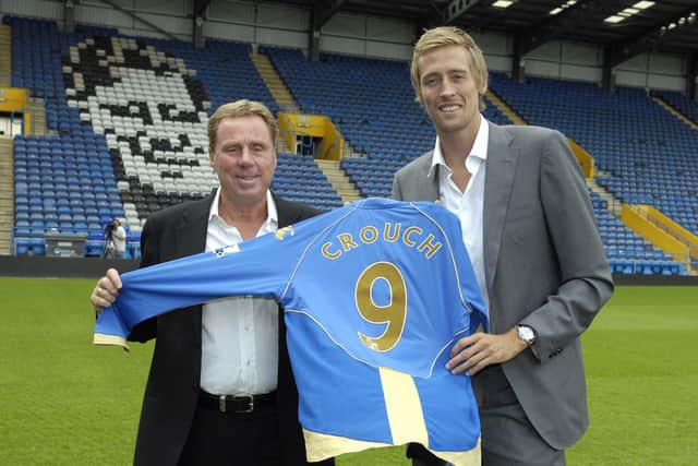 Harry Redknapp, left, brought Peter Crouch back to Pompey in 2008.