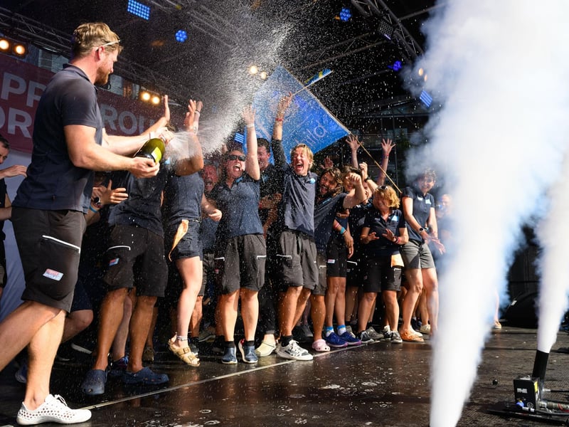 The UNICEF team celebrate reaching the end of the epic race.Picture: Keith Woodland (270721-185)
