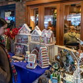 Traditional gingerbread houses on sale at Port Solent. Picture: Mike Cooter (091223)