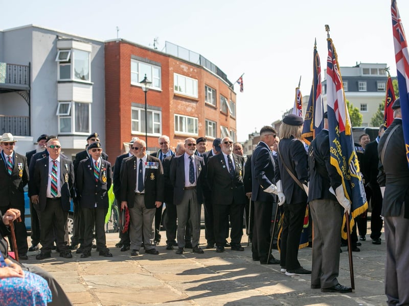 Pictured: Standard-bearers at the event with the veterans behind them
Picture: Habibur Rahman