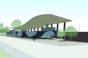 Artist impression of final resting place of The National Museum of the Royal Navy's LCT 7074 outside the D-Day Story Southsea. Picture: Pritchard Architecture