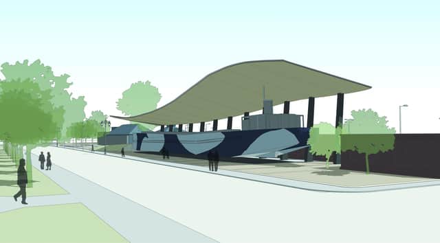 Artist impression of final resting place of The National Museum of the Royal Navy's LCT 7074 outside the D-Day Story Southsea. Picture: Pritchard Architecture
